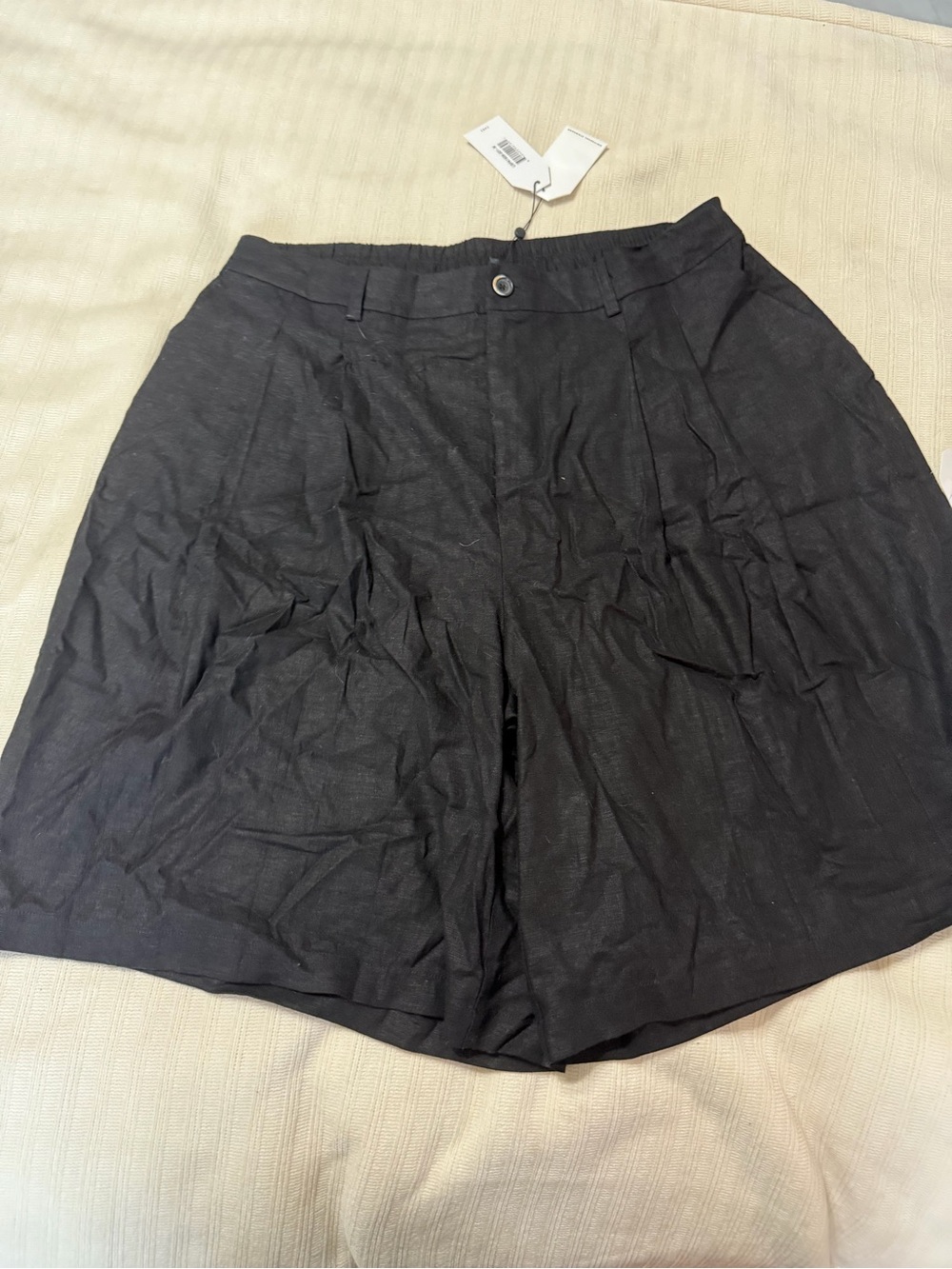 Universal Standard High-Waist Black Women's Shorts Linen M (18-20)